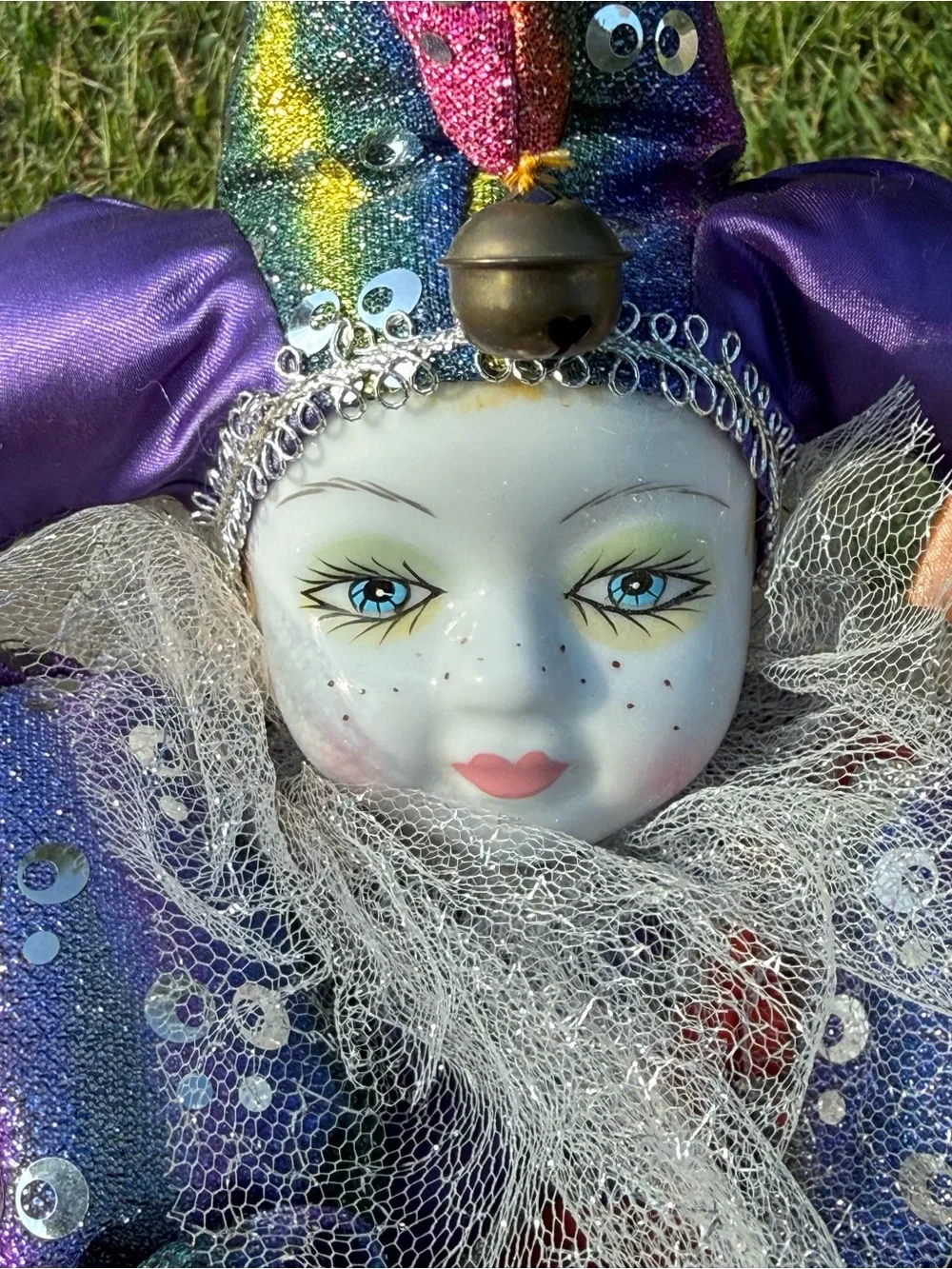 Vintage GANZ EG5181 Jester Doll Porcelain Harlequin Clown Whimsigoth Decor